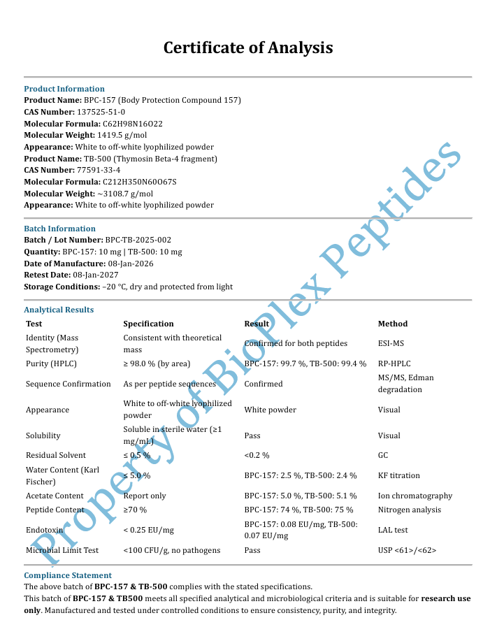 BPC-157+TB500 10mg | Research Peptide Blend