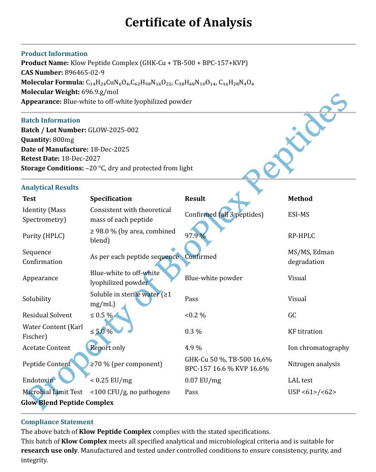 klow peptide sequence Klow 80mg | Research Peptide Blend